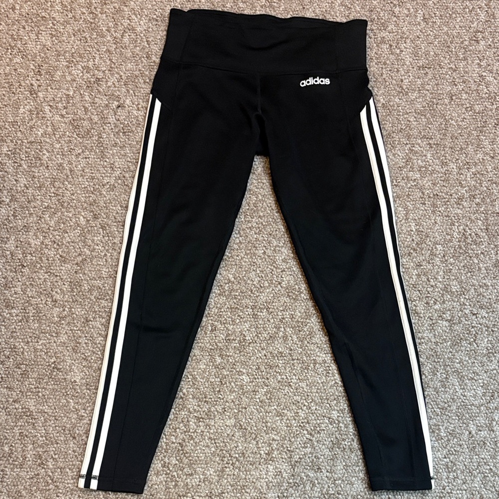 adidas Women’s Black Leggings with White Side Stripes